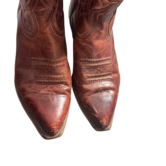 Boulet Brown Leather Western Cowboy Boots Made in Canada Pointed Toe 7 M - Picture 6 of 7